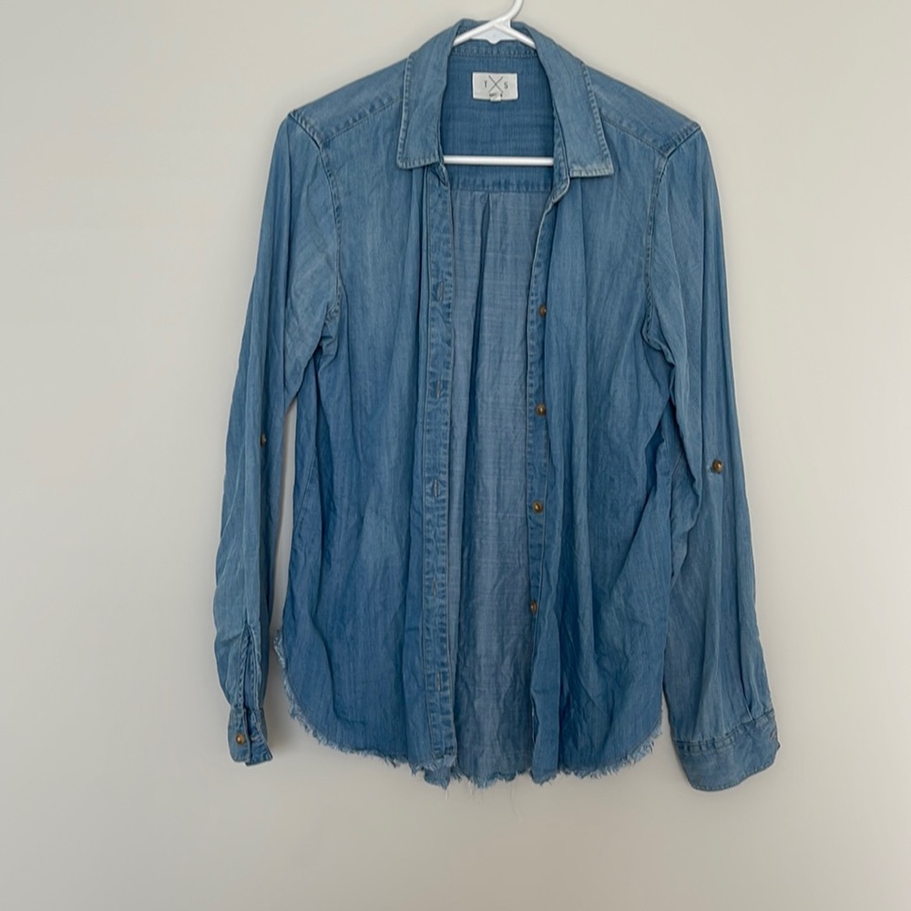 Faux denim shirt